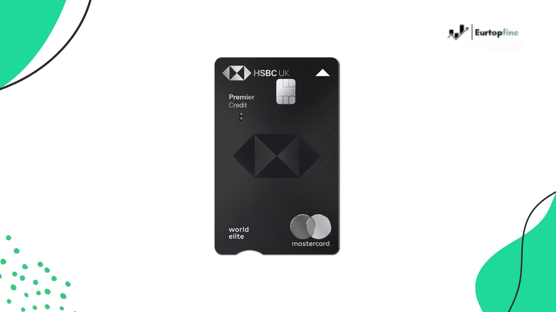 Image of the HSBC Premier World Elite Mastercard, showcasing its sleek black design with the HSBC UK logo and World Elite Mastercard branding, symbolizing exclusivity and premium financial services.